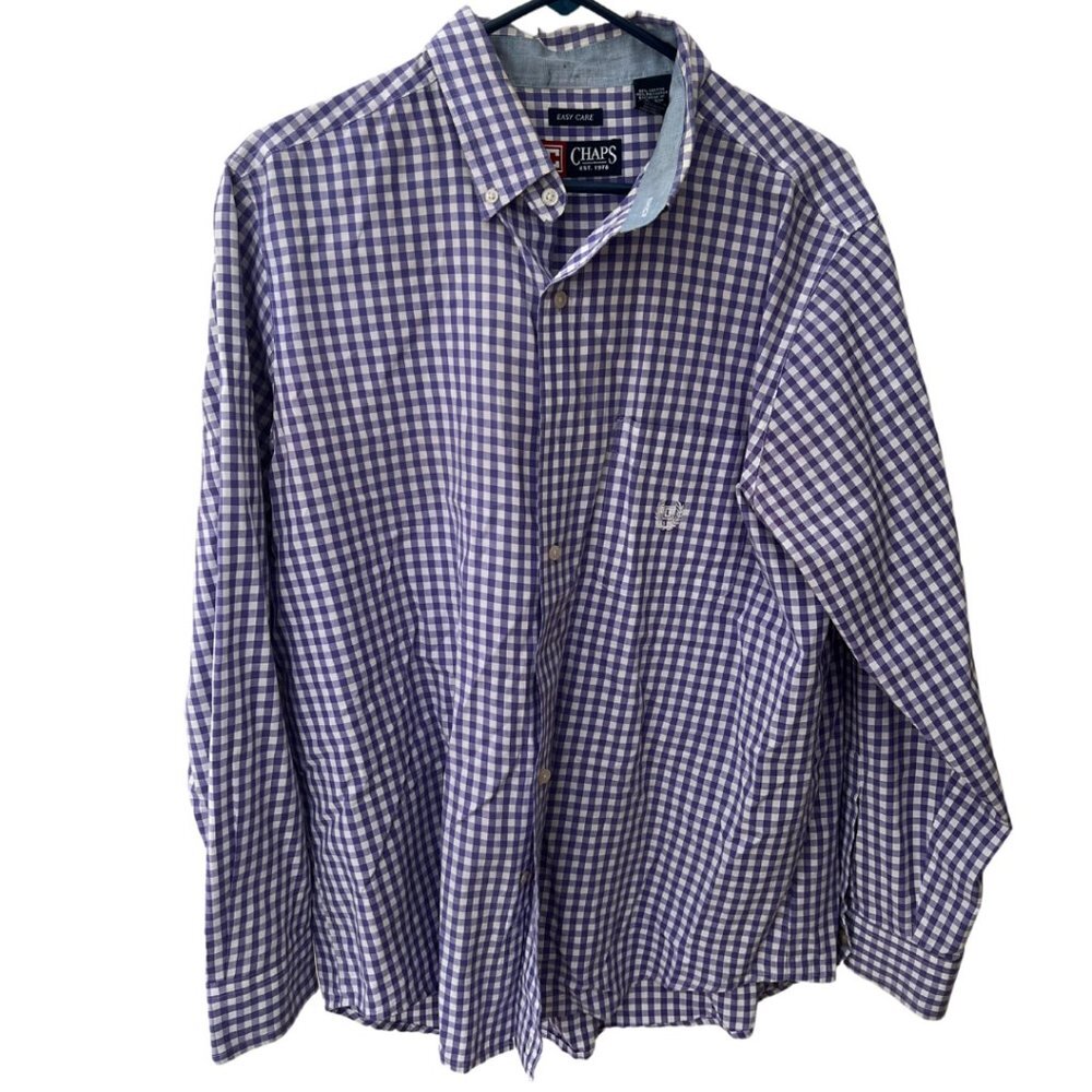 Chaps, Classic Fit, Long Sleeve, Mens, Button-Down, Gingham, Shirt